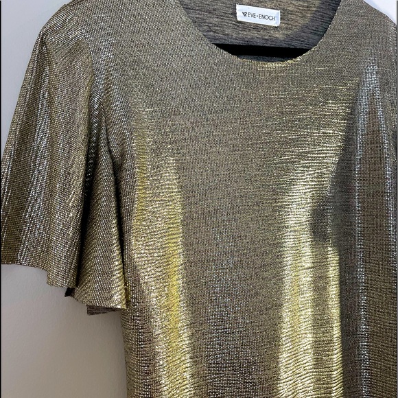 Eve + Enoch Gold Flutter Sleeve Dress - Picture 4 of 8